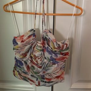 Aqua Multicolor Floral Crop Top